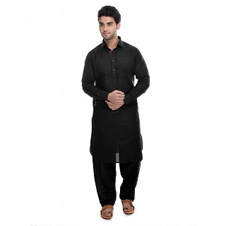 Premium Cotton Pathani suit -Black